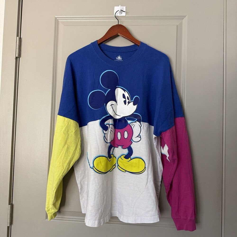 Disney Mickey Mouse Color Block Spirit Jersey Women’s XL Retro Long Sleeve